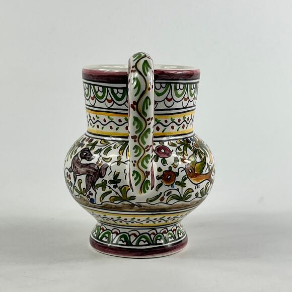 Ceramicas de Coimbra Portugal Hand Painted Small Pitcher 5.5"x5" Folk Art XVII - Picture 5 of 12